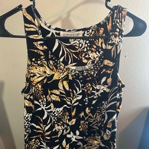 Jones New York Women's Black and Gold Patterned Blouse